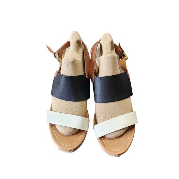 Kenneth Cole Reaction Oscar Go 3 black & tan espadrille wedge sandals 11 - Picture 2 of 6